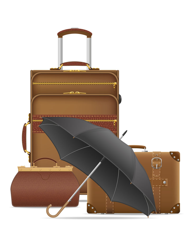 设置图标旅行袋矢量插图隔离白色背景