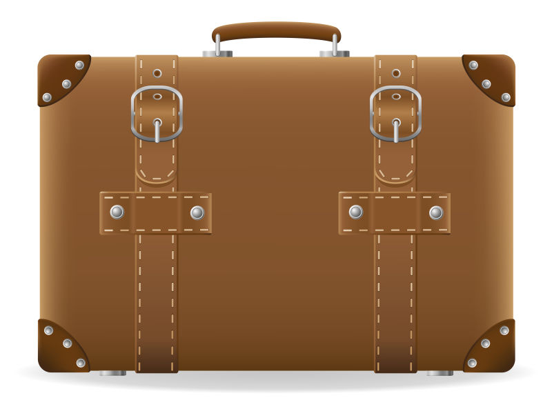 白色背景下旅行挂件的旧手提箱