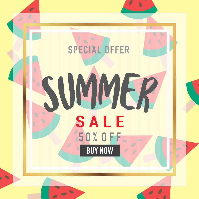 创意矢量现代西瓜元素的销售背景