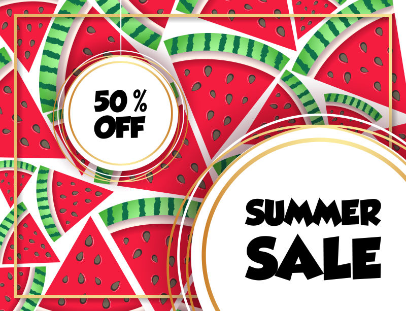 抽象矢量西瓜元素的夏季主题销售海报设计