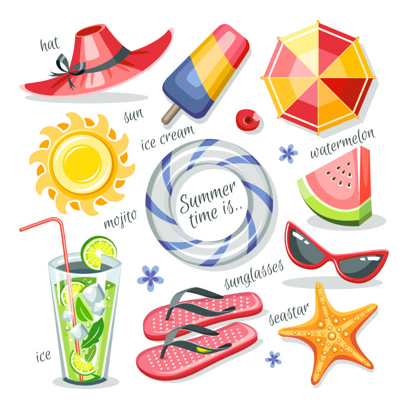 夏日用品系列宽边西瓜冰激凌太阳眼镜海星摩吉托太阳伞帽子