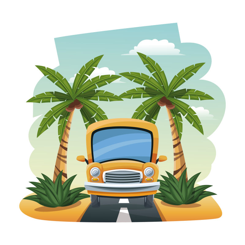 动画parked总线上的热带的路