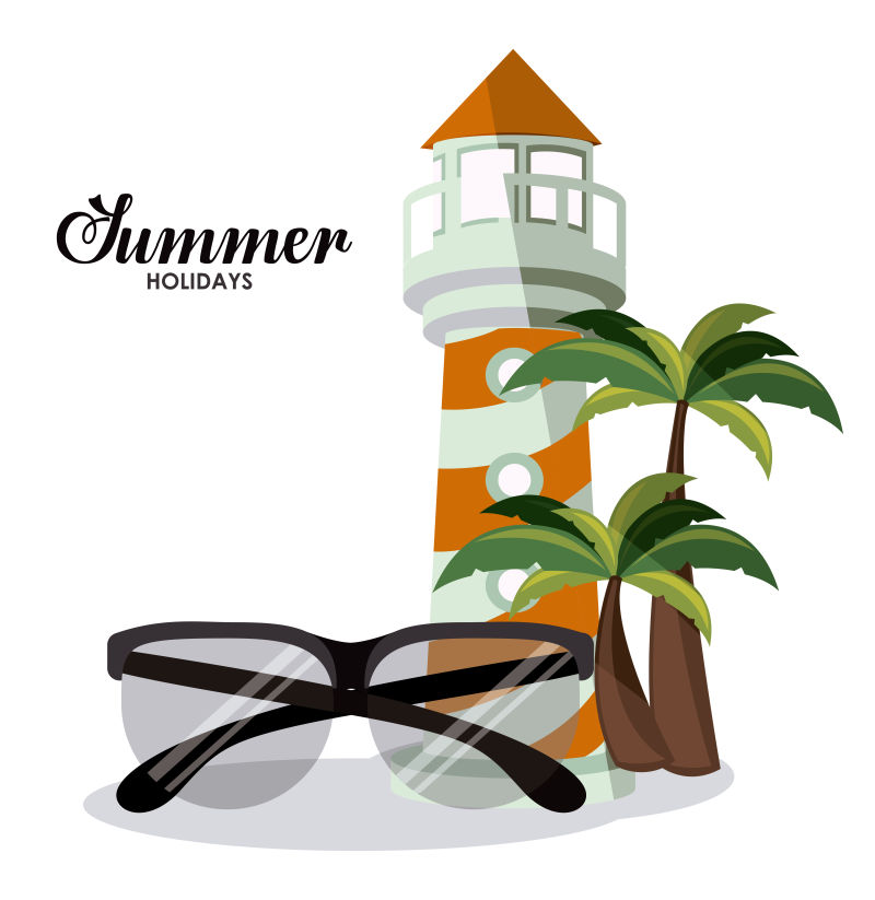 创意矢量现代墨镜元素的夏日插图