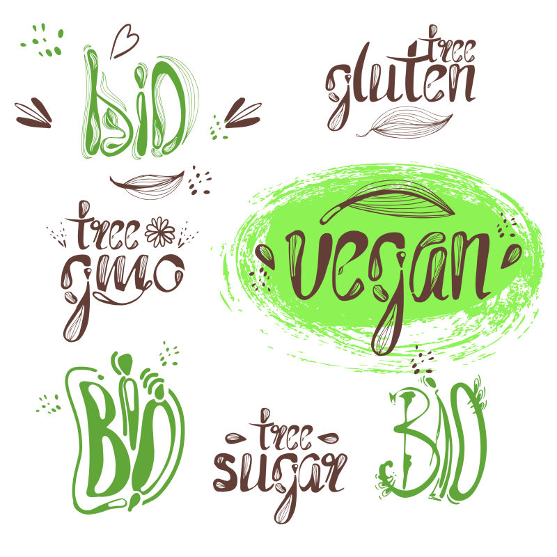 生物标志标签素食自然EPS 10