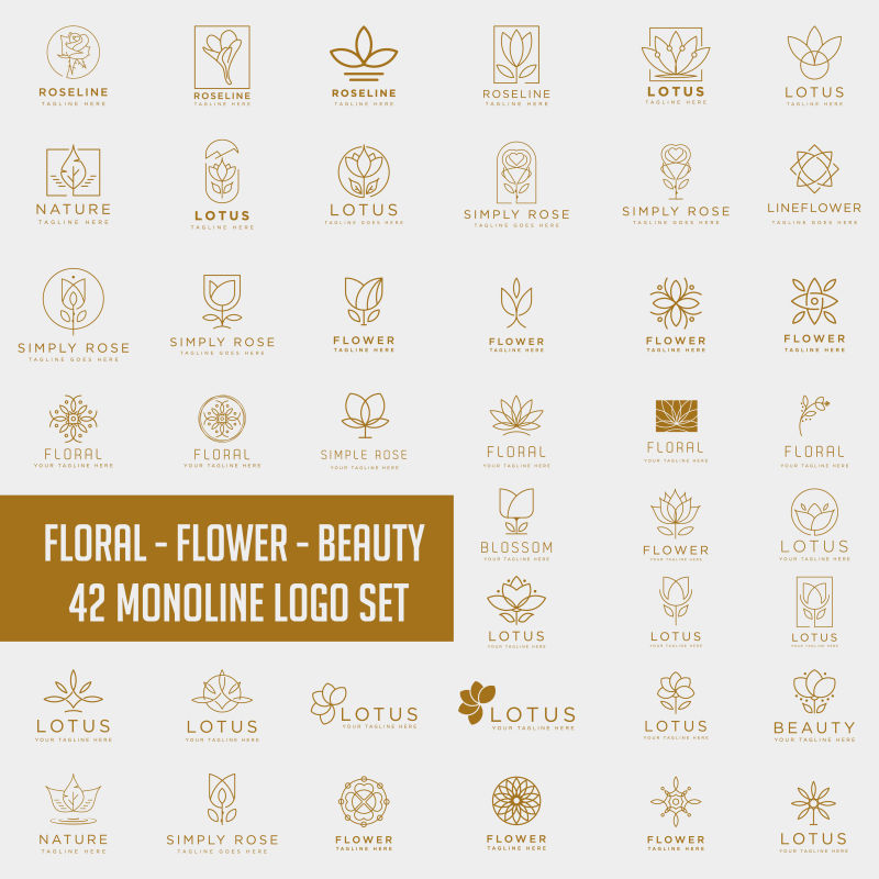 莲花标志系列抽象美容SPA沙龙化妆品