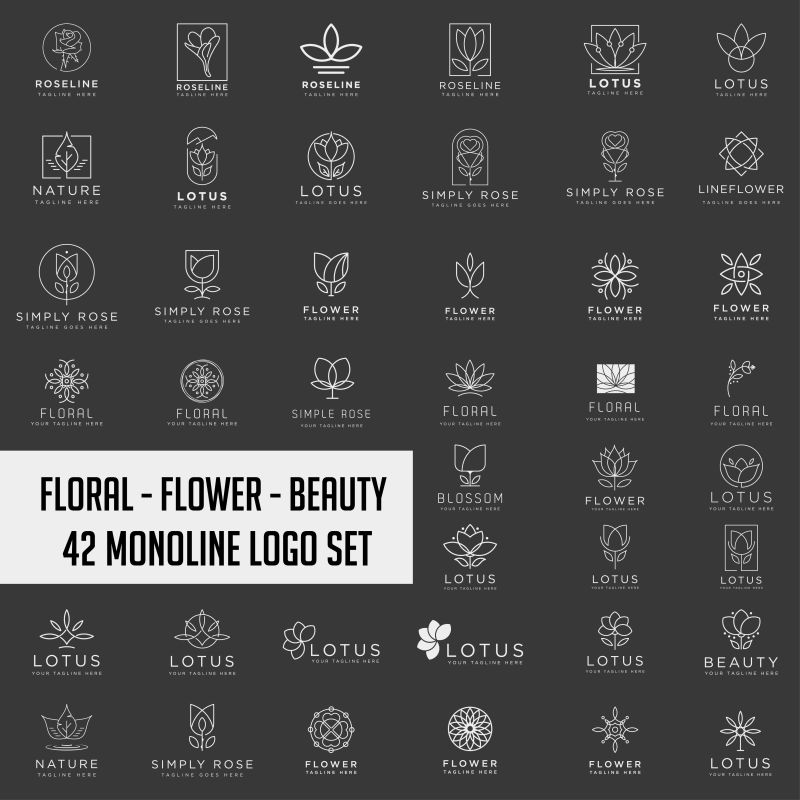 莲花标志系列抽象美容SPA沙龙化妆品