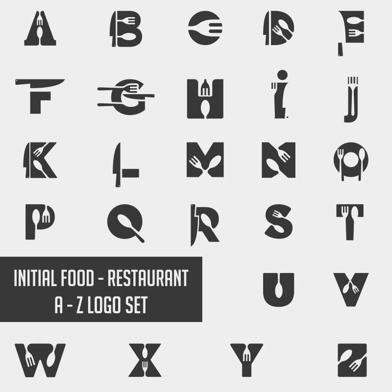 字母标志设计图标收集食品的老板矢量元素