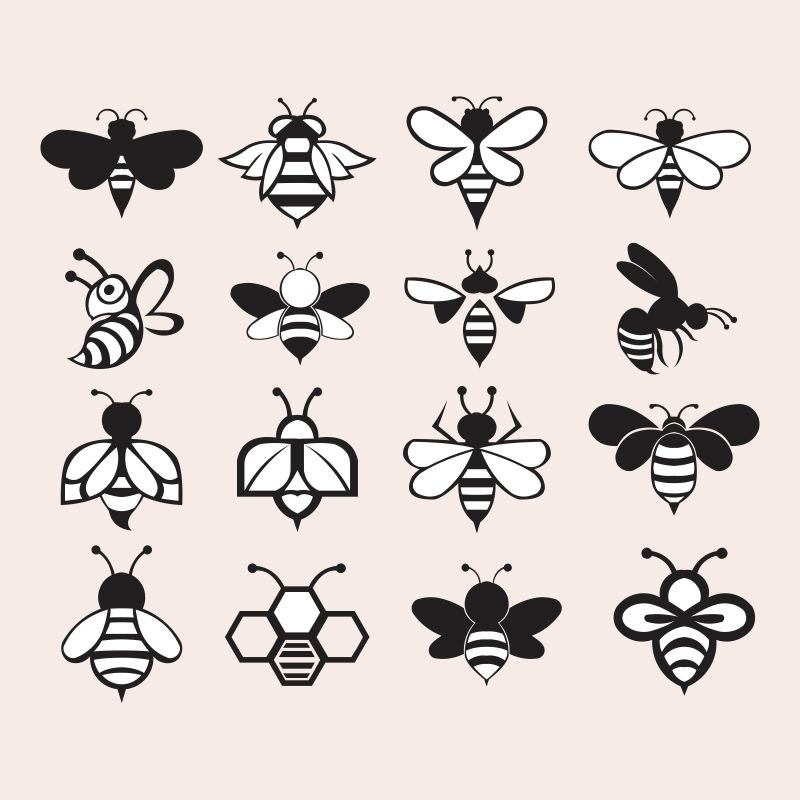 蜜蜂标识矢量图标集