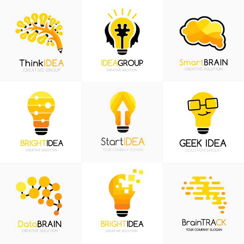 社会创新标志收集-矢量插图-学习创意商业创新品牌科学论坛和聊天的概念图标