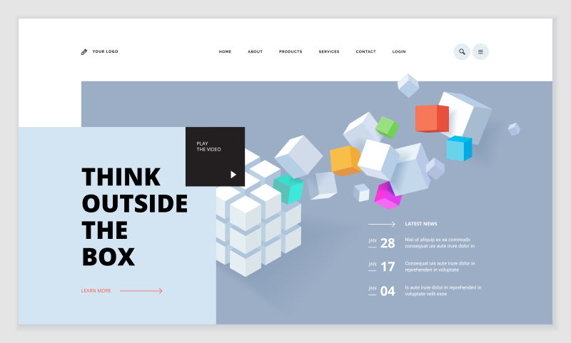 创意网站模板设计-网站和移动网站开发中网页设计的向量图概念-易于编辑和定制