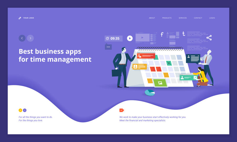 商务网站模板设计-网站和移动网站开发中网页设计的向量图概念-易于编辑和定制