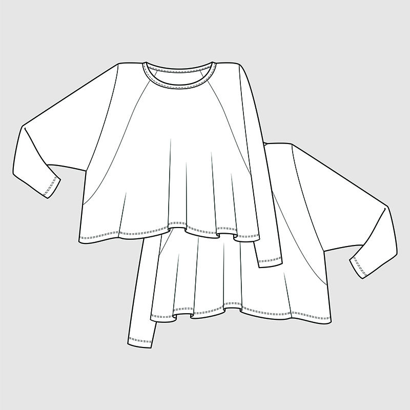 大号长袖T恤-时装插画-CAD-技术图纸-规格图-钢笔工具-可编辑