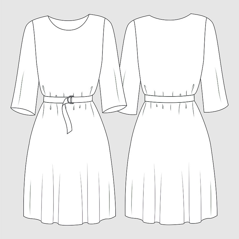 系上皮带-时装插画-CAD-技术图纸-规格图-钢笔工具-可编辑