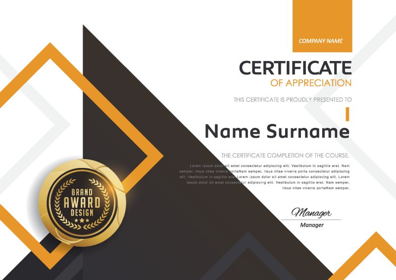 证书模板与现代模式-文凭-矢量插图