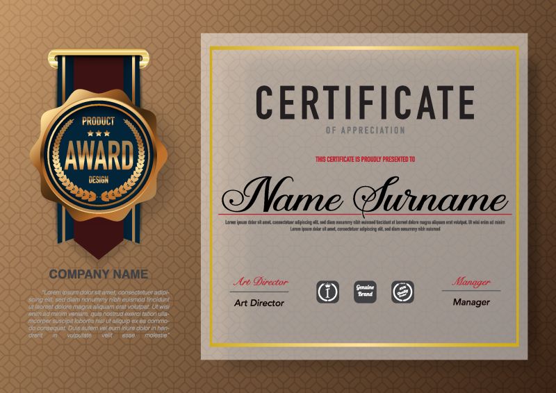 证书模板豪华文凭风格-矢量插图