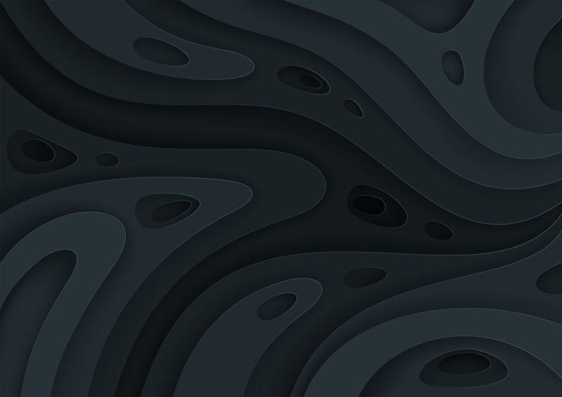 抽象剪纸黑色波浪层背景；写实雕刻艺术；矢量3D模板；材料设计理念