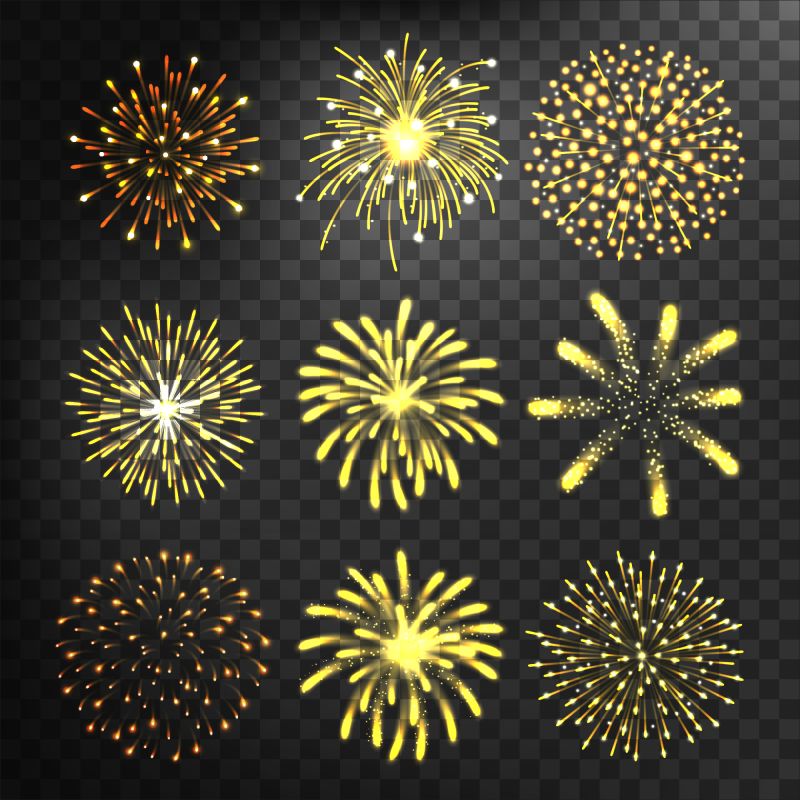 烟花形形色色的节日矢量