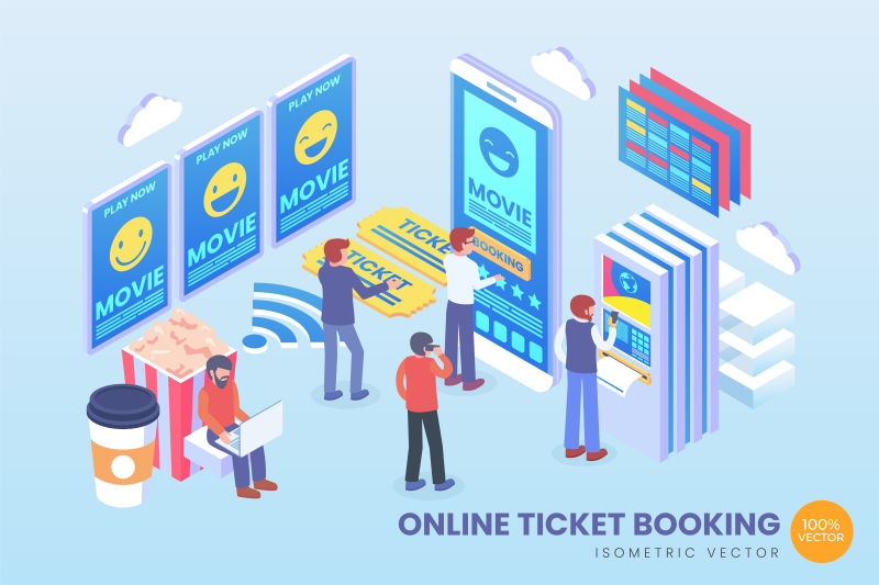 矢量现代商业等距概念