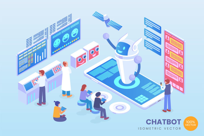 矢量现代商业等距概念