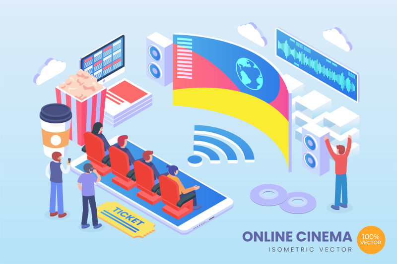 矢量现代商业等距概念