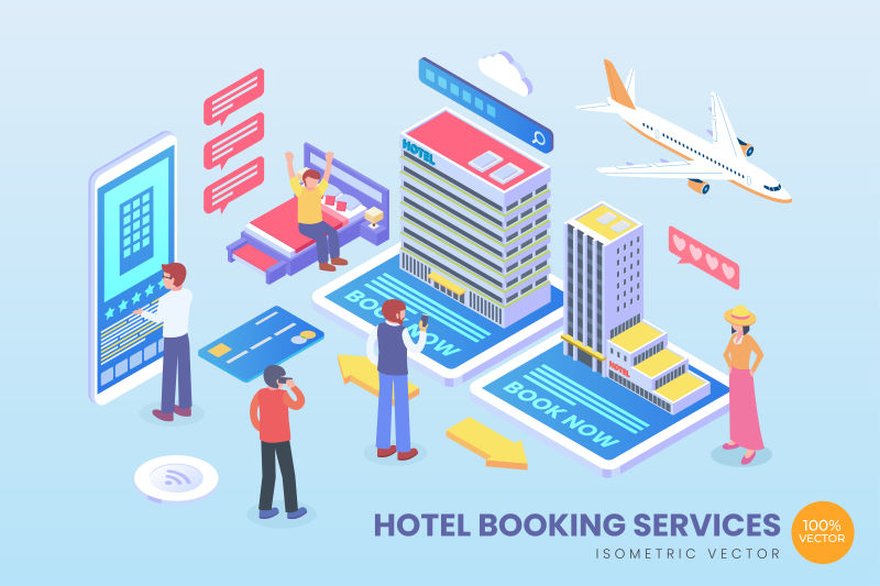 矢量现代商业等距概念