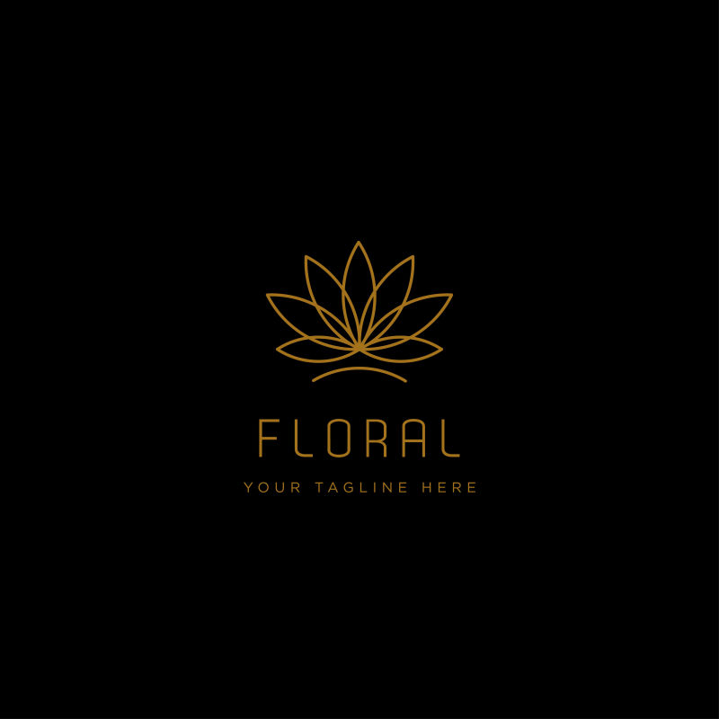 花卉线美丽高级简单标识模板