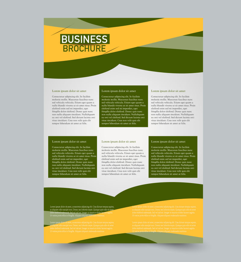 绿色和黄色传单矢量设计模板集商业手册年度报告或杂志封面