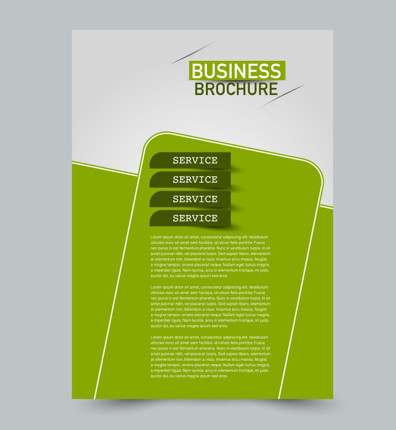 绿色传单矢量设计模板集商业手册年度报告或杂志封面