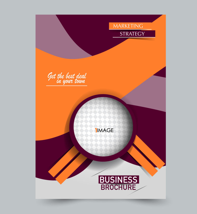 橙色和红色传单矢量设计模板集商业手册年度报告或杂志封面