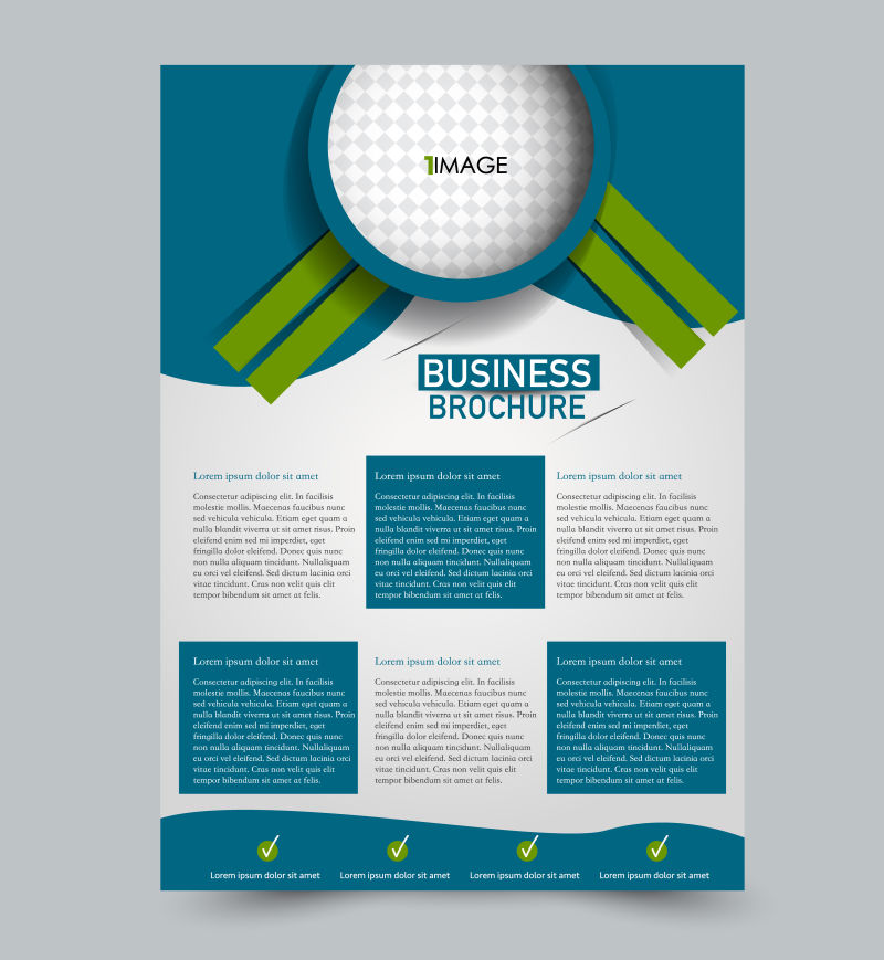 蓝色和绿色传单矢量设计模板集商业手册年度报告或杂志封面