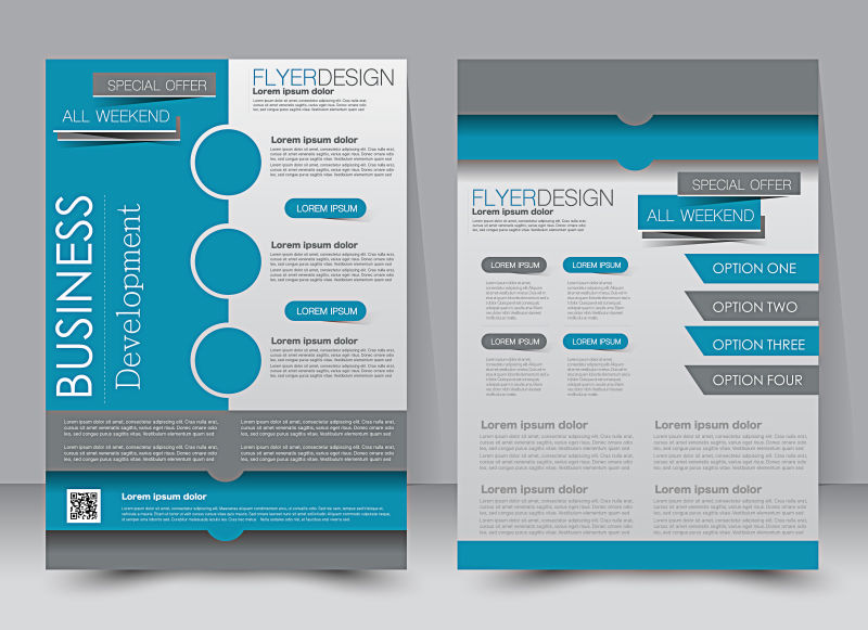 传单模板商业手册可编辑的A4海报设计教育介绍网站杂志封面蓝色和灰色