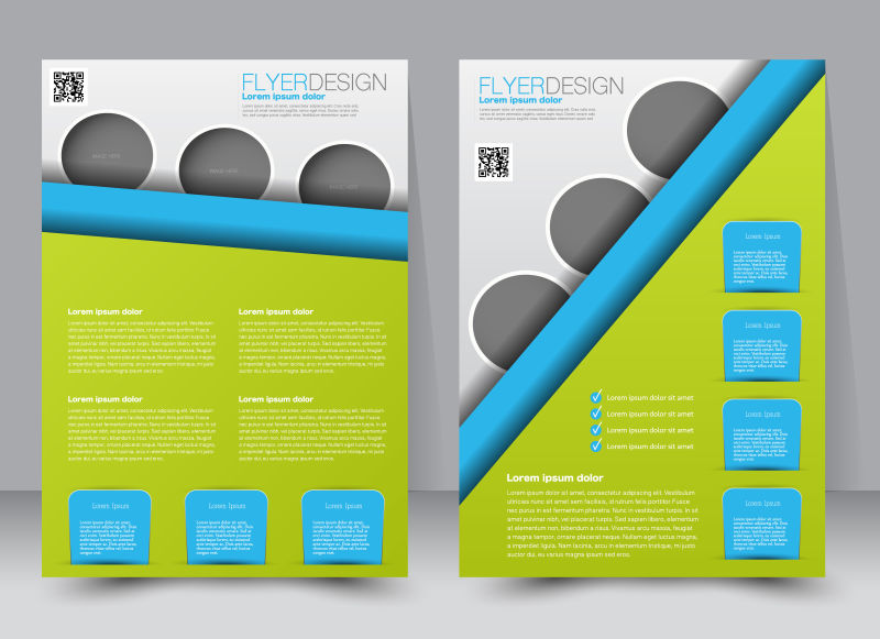 传单模板商业手册可编辑的A4海报设计教育介绍网站杂志封面蓝色和绿色