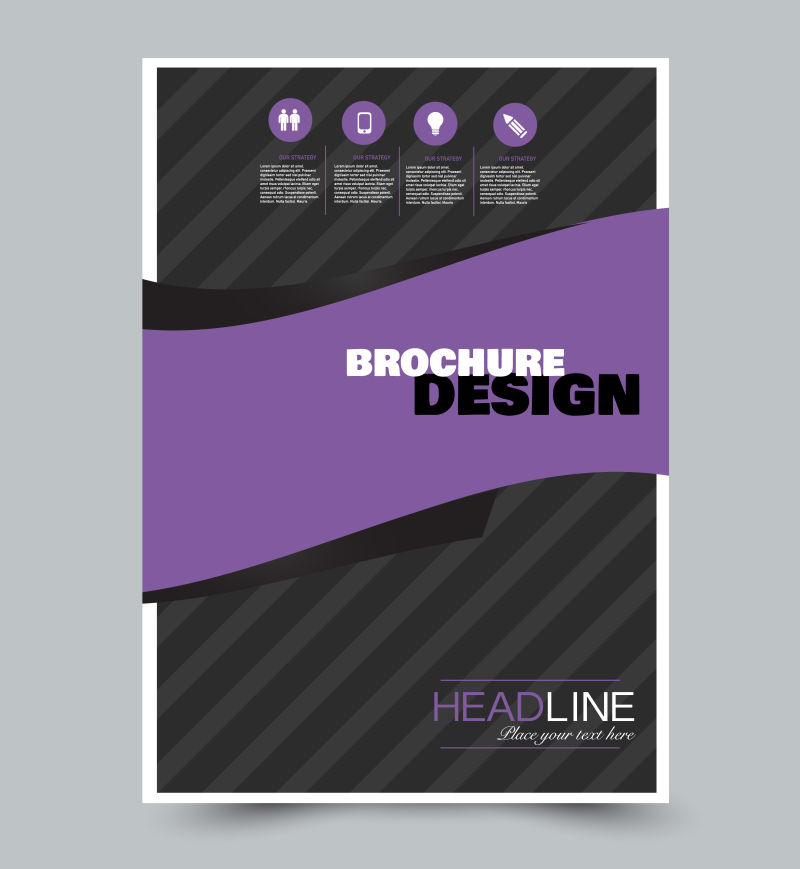 黑色和紫色传单模板抽象小册子设计年度报告包括背景商业教育广告可编辑矢量图