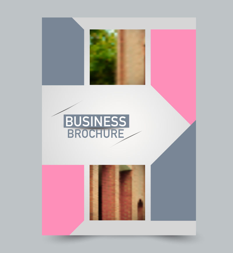 粉色和灰色传单矢量设计模板集商业手册年度报告或杂志封面