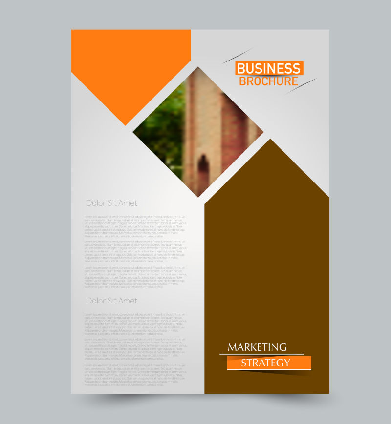 棕色和橙色传单矢量设计模板集商业手册年度报告或杂志封面