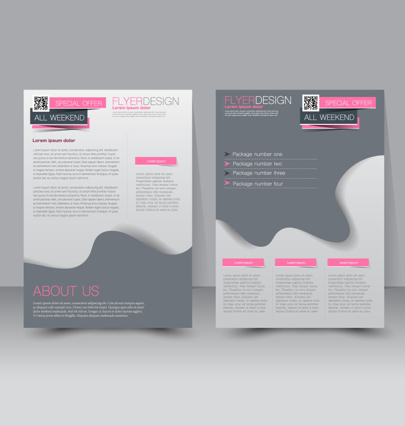传单模板商业手册可编辑的A4海报设计教育介绍网站杂志封面粉色灰色和银色