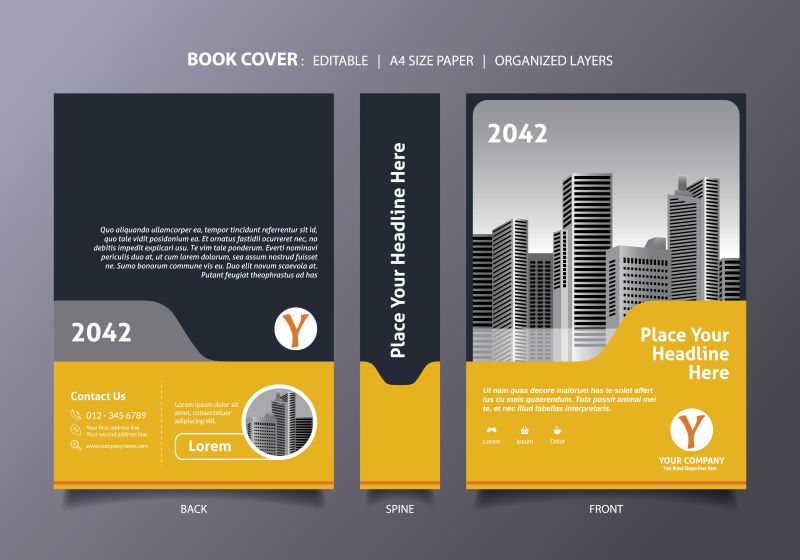 带照片空间的文件夹概念书封面模板