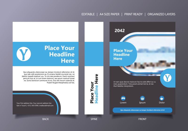 蓝色圆形封面模板