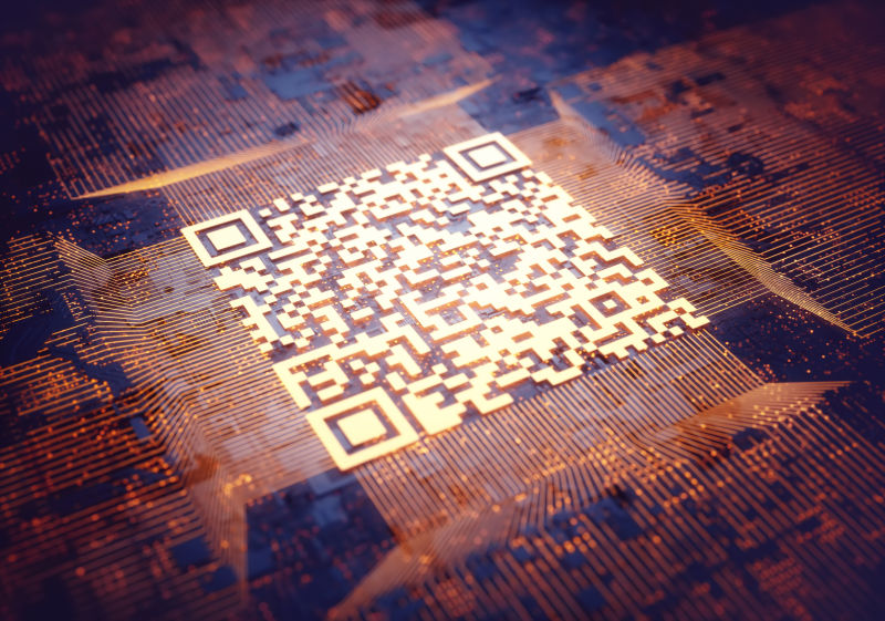 快速响应代码三维插图数字数据图像概念抽象背景中间有快速响应代码