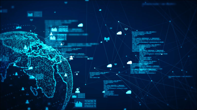 矢量数字全球技术概念