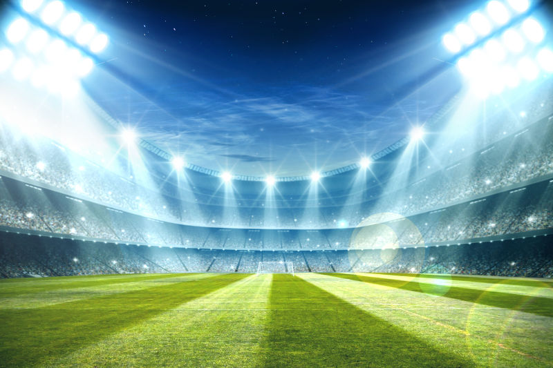 夜间灯光和足球场三维渲染