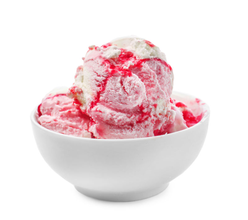 白底甜果酱冰淇淋碗