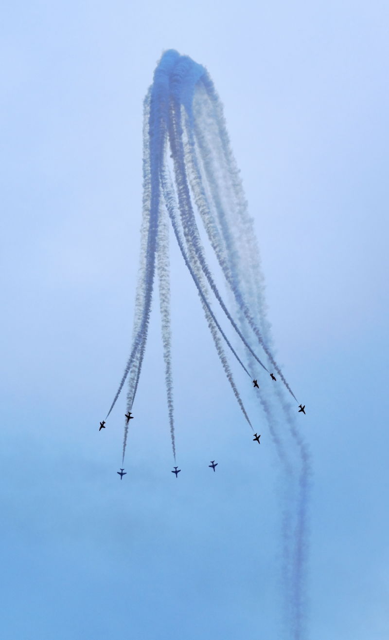 皇家空军红箭展示队在多塞特莱姆雷吉斯表演