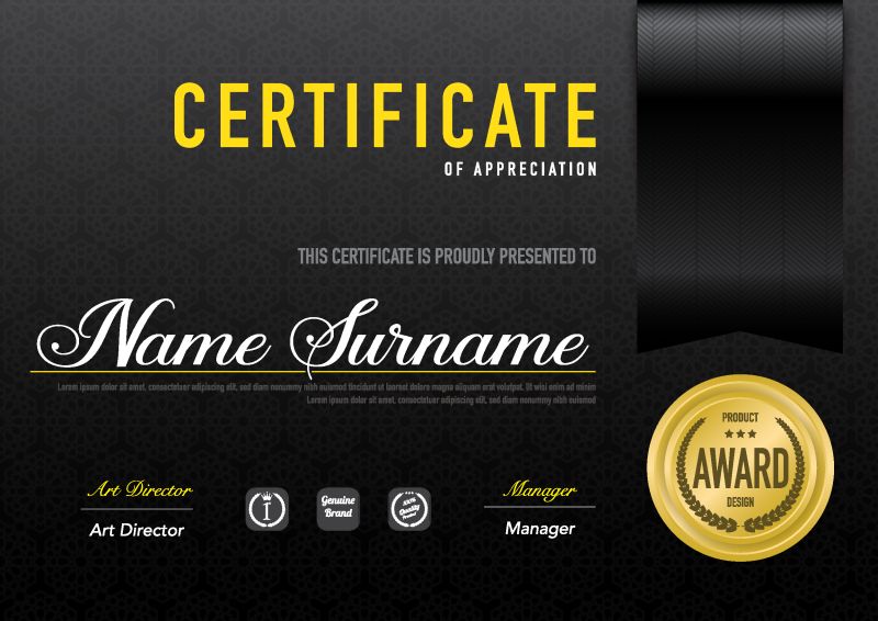 证书模板豪华文凭风格-矢量插图