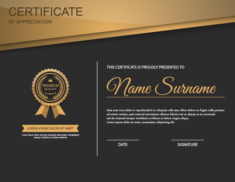 向量的证书模板