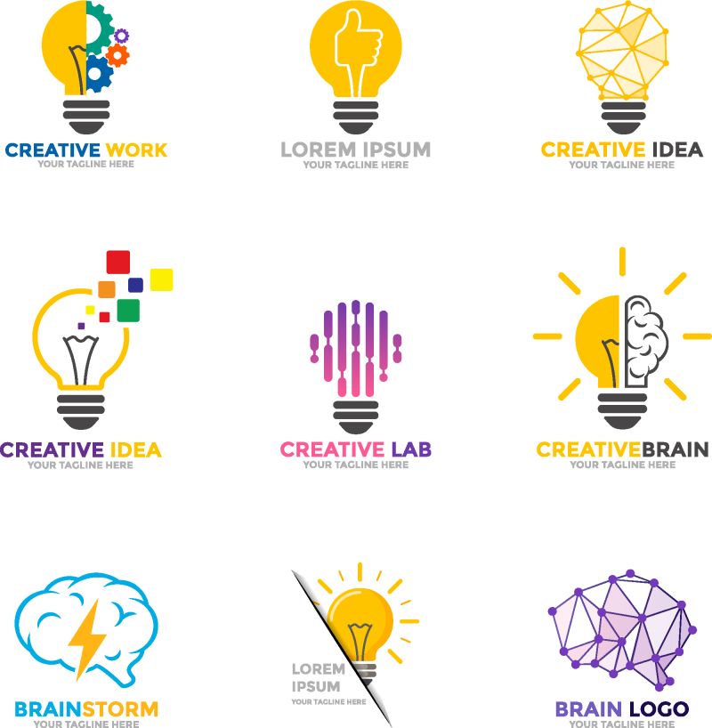 设置灯泡标志-能量和理念符号-技术图标