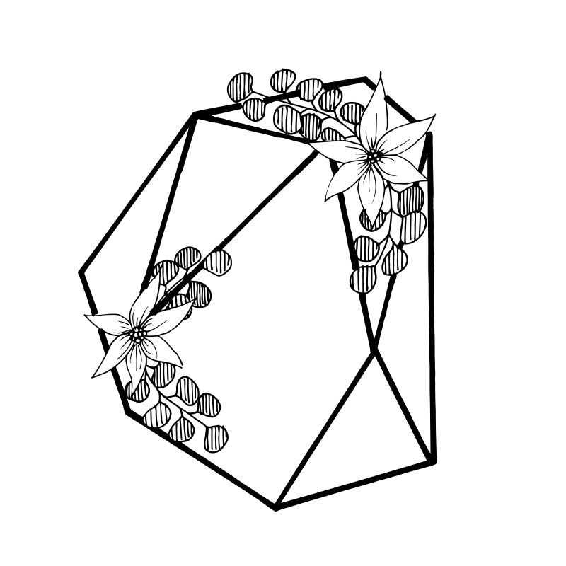 钻石珠宝矿物-独立的插图元素-几何石英多边形水晶石马赛克形状紫水晶宝石