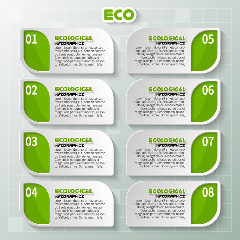 矢量抽象三维纸信息图形元素.绿色生态信息图形