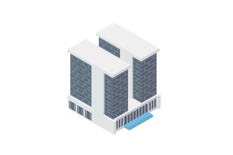 矢量等距城市建筑