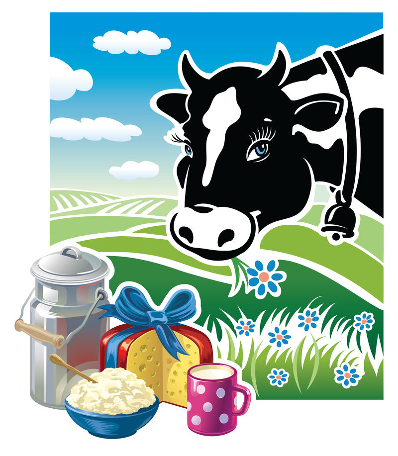 一套奶制品的奶牛